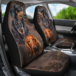 face of dachshund car seat covers custom vintage car accessories gifts for dog lovers