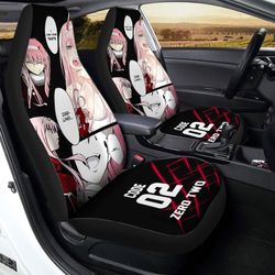 code:002 zero two car seat covers custom darling in the franxx anime gifts for anime fans