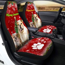 christmas bulldogs car seat covers custom car interior accessories gifts for dog lovers