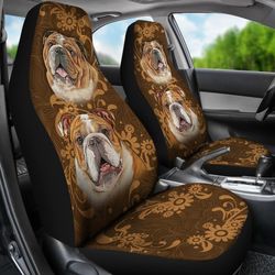 Bulldog Car Seat Covers Custom Vintage Car Accessories For Dog Lovers