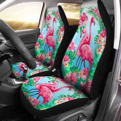 Pink Flamingo Car Seat Covers Custom Tropical Floral Car Interior Accessories