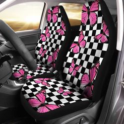 pink butterfly car seat covers custom checkerboard car accessories