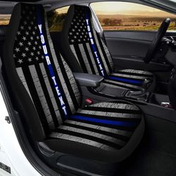 custom name thin blue line car seat covers police officer car accessories