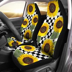 checkerboard sunflower car seat covers custom car interior accessories