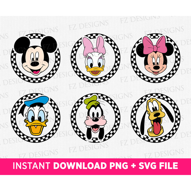 Bundle Checkered Mickey and Friends Svg, Best Friends Together Svg, Mickey and Friends, PNG Files For Cricut, Instant Download.jpg