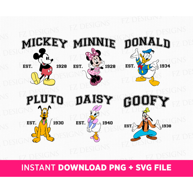 Mouse and Friends Svg, Retro Friends Svg, Family Trip Svg, Happy Mouse and Friends Svg, Magical Kingdom, Vacay Mode, Png Svg Files For Print.jpg