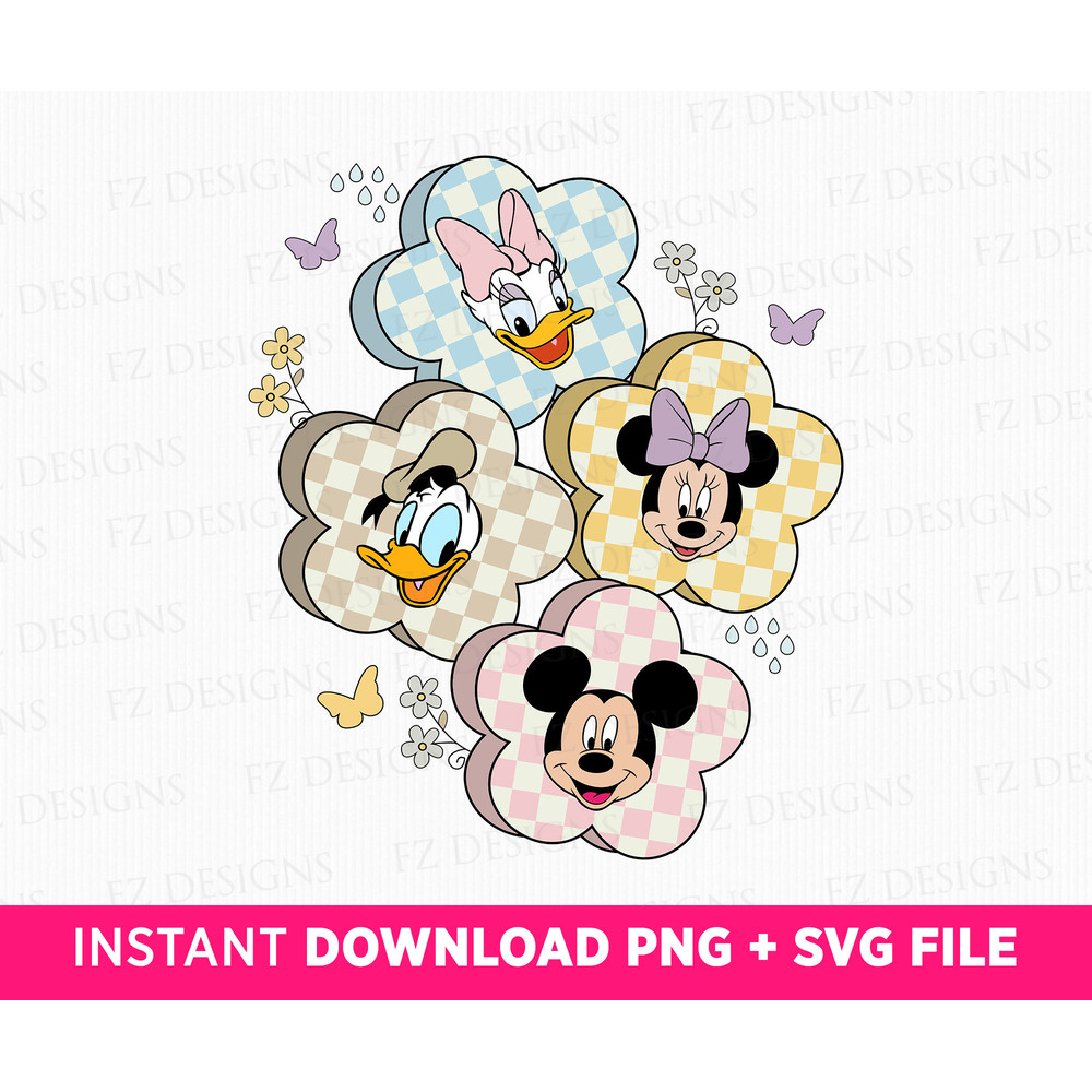 Retro Mouse and Friends Svg, Best Friends Svg, Checkered Background Smiling Face, Family Vacation Svg, Family Trip Svg, Instant Download.jpg