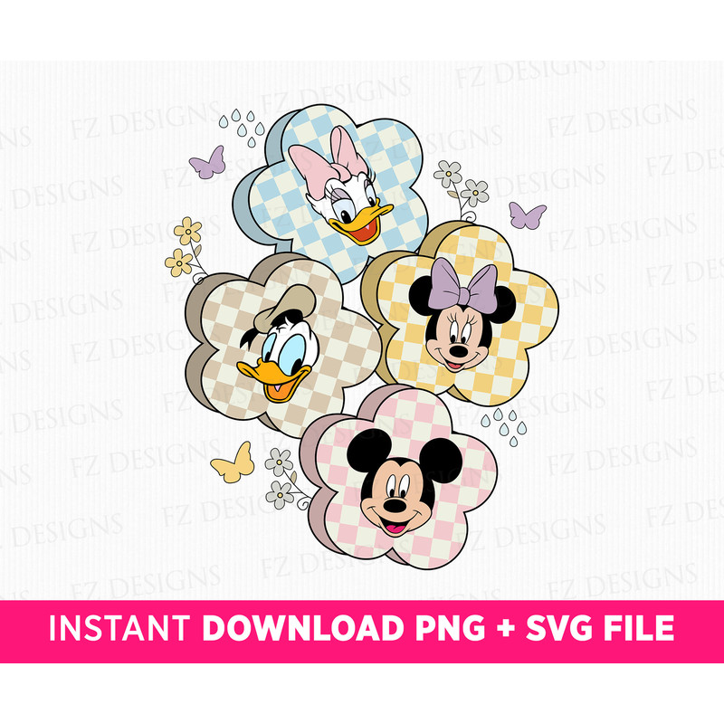 Retro Mouse and Friends Svg, Best Friends Svg, Checkered Background Smiling Face, Family Vacation Svg, Family Trip Svg, Instant Download.jpg