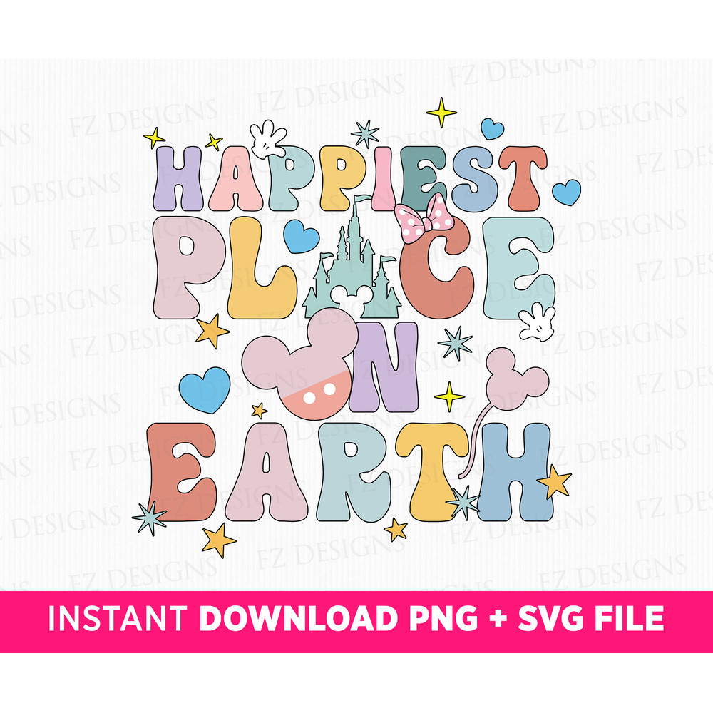 The Happiest Place On Earth Svg, Family Vacation 2023, Family Trip Svg, Magical Kingdom Svg, Mouse Ears, Stars, Png File For Sublimation.jpg