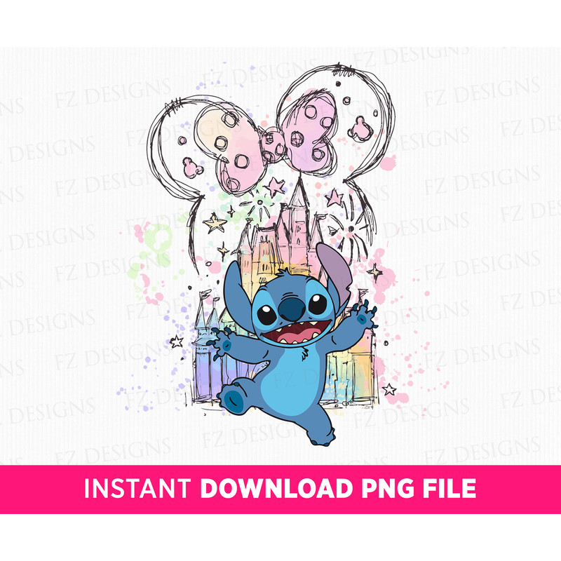 Watercolor Magical Kingdom Png, Mouse Ear Castle Png, Cute Character Clipart Png, Vacay Mode, Colorful Castle Png, Png File For Sublimation.jpg