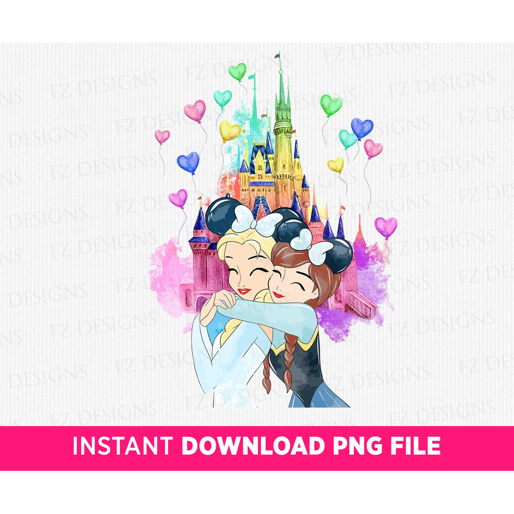 Watercolor Princess Png, Besties Png, Mouse Ears Princess Png, Girls Trip, Magical Kindom Png, Family Vacation, Png File For Sublimation.jpg