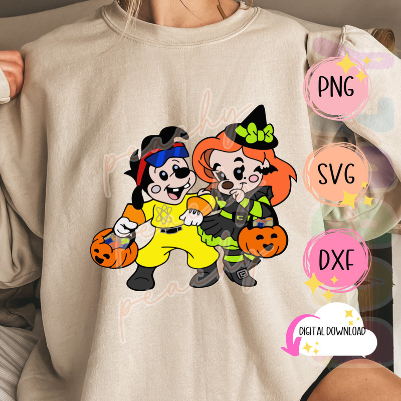 Halloween Trick or Treat Cuties, Eye to Eye Forever, Max and Roxanne, Goofy, SVG, DXF, PNG File.jpg