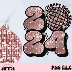 2024 png, sequin happy new year png, new year sequin glitter png for sublimation or printing, sequin new years mirrorbal