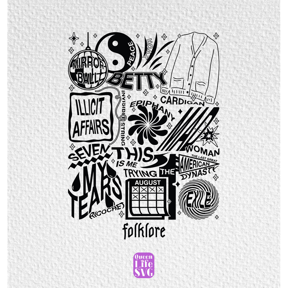 Folklore Tracklist Svg, TS Albums Svg, TS Tracklist Svg, Swiftie Tracklist Svg, Swiftie Gifts, Customizable Gifts.jpg