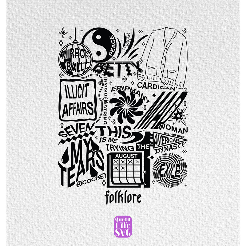 Folklore Tracklist Svg, TS Albums Svg, TS Tracklist Svg, Swiftie Tracklist Svg, Swiftie Gifts, Customizable Gifts.jpg