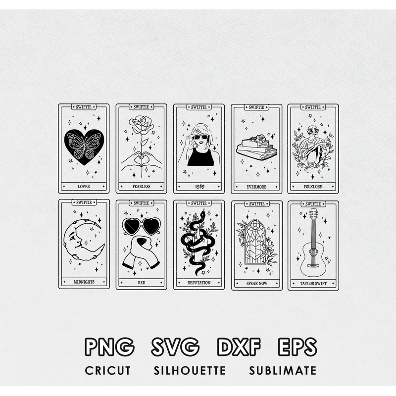 Tarot cards Bundle Swiftie Png, Taylor Albums Tarot card Swiftie Svg, Png, instant digital download.jpg