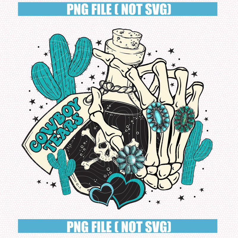 Western Turquoise Jewelry PNG, Cowboy Tears Digital Download, Western Valentine PNG, Cowboy Retro Valentines Sublimation.jpg