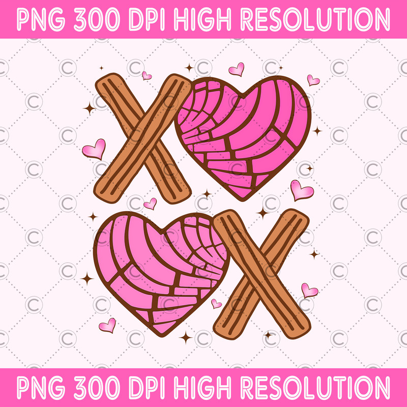 XOXO Conchas PNG, Concha Heart Valentine Digital Download, Valentine Pan Dulce PNG, Mexican Bread Lover Sublimation.jpg