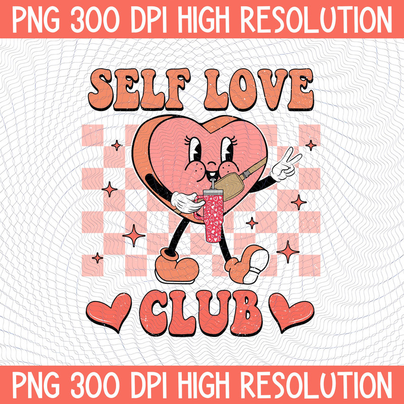 Self Love Club Valentine PNG, Sweetheart Tumbler Inspired Belt Bag Digital Download, Retro Valentine Checkered Sublimation.jpg
