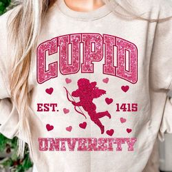 glittered cupid university png, valentine png, valentines day shirt design, love png, cupid png, sublimation designs, di