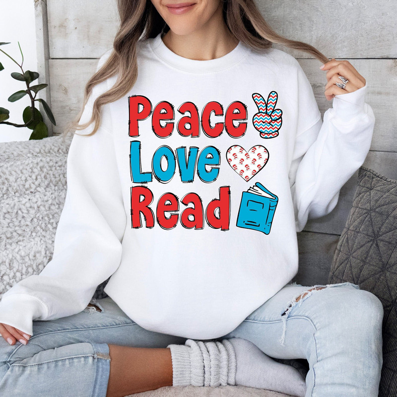 Peace Love Read Png, Dr.Suess Png, Dr.Suess Day Png, Read Png, Cat In The Hat, Read across America, School Png, Teacher Png, Png Sublimation.jpg