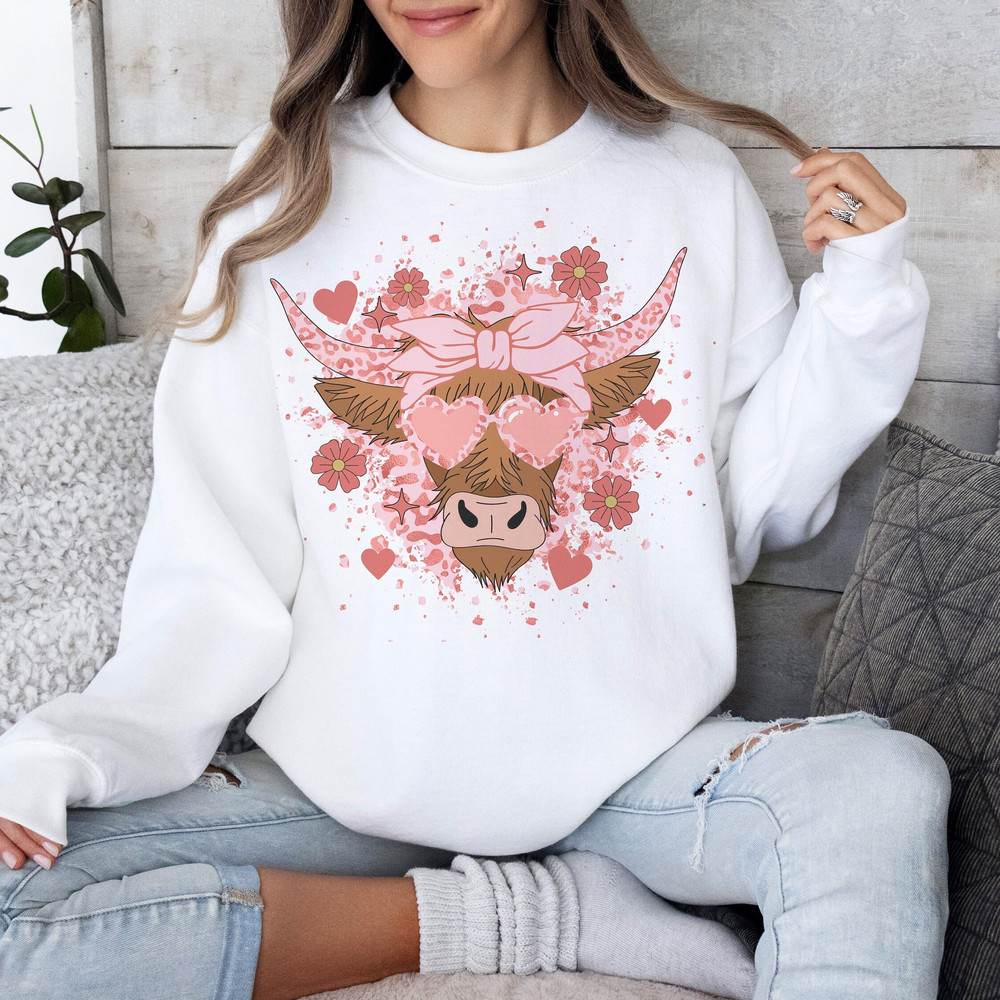 Retro Valentine Png, Highland Cow Valentine Png, Valentine Day Western Country Png, Love Cow Valentine Png, Valentine Sublimation, Png File.jpg