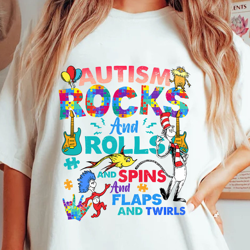 Autism Rocks And Rolls And Spins And Flaps And Twirls Png, Dr. Seuss Png, Cat In The Hat, Autism Awareness, Thing 1 Thing 2, Autism Teacher.jpg