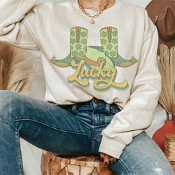 western lucky st patricks day png, lucky png, retro lucky sublimation design, st patrick shirt png, png sublimation, dig