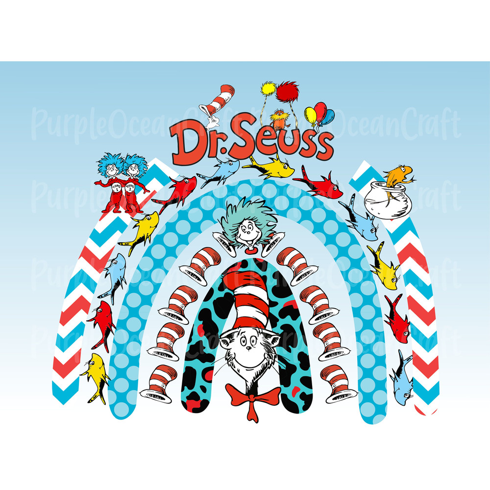 Dr Suess Rainbow Png, Cat in The Hat Png, Dr Suess Day Png, Read Across America, Dr Suess Sublimation, Teacher Life Png, Dr Suess Clipart.jpg