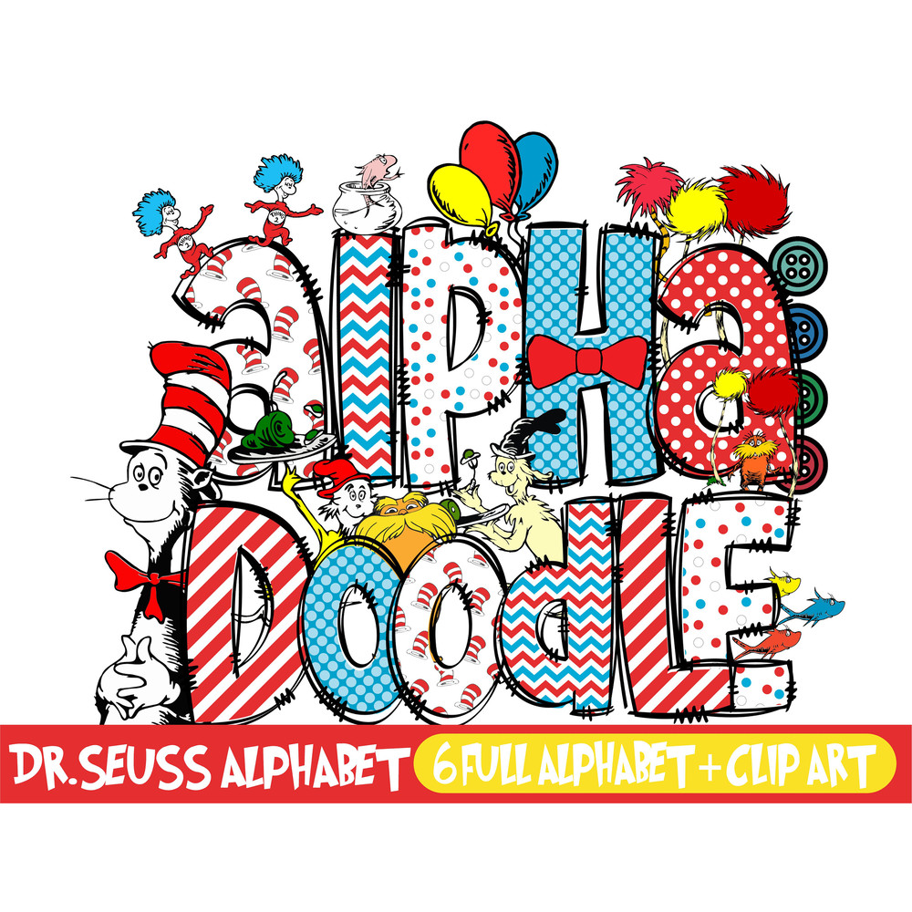 Dr. Suess Alphabet Png, Dr. Suess Bundle, Cat In The Hat PNG, Dr. Suess Font PNG, Doodle Alphabet PNG, Dr Suess Clipart, Read Across America.jpg