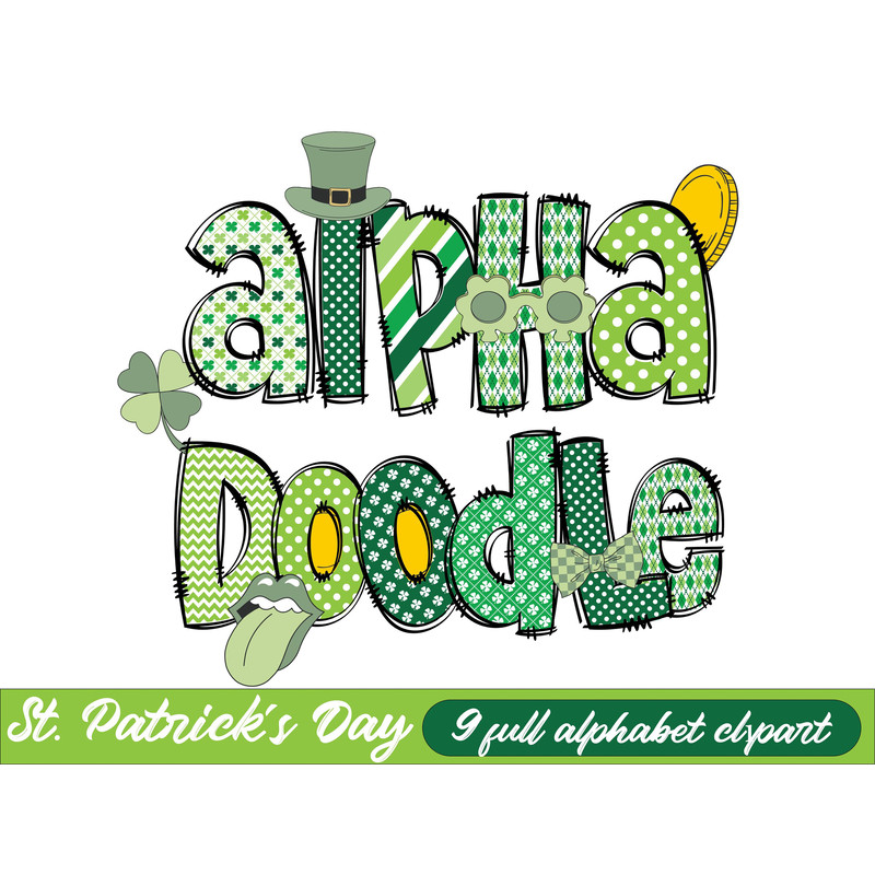 St. Patrick's Day alphabet png files bundle, St. Patrick's Day doodle letters png, St. Patrick's Day letters png, sublimate designs download.jpg