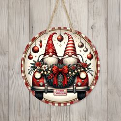 christmas gnomes  car sign round door hanger design, 12 inch sublimation design, sign round, png file, digital download
