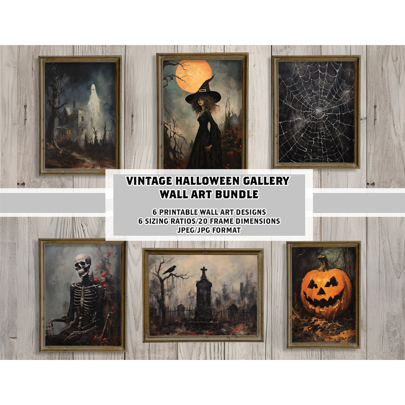 Printable Vintage Halloween Gallery Wall Art Bundle, Halloween Wall Set Art Designs, Wall Decor, Digital Prints, JPEG Digital Downloads.jpg