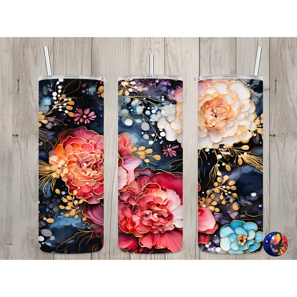 Seamless 3D Gold Filigree Floral Design, Flowers 20 oz Skinny Straight Tumbler Sublimation Design, Tumbler Wrap, PNG File, Digital Download.jpg