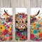 Seamless 3D Highland Cow & Wildflowers Design, Spring 20 oz Skinny Straight Tumbler Sublimation Design, Tumbler Wrap, PNG Digital Download.jpg