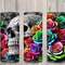 Seamless 3D Skull Rainbow Roses & Lace Design, Skull 20 oz Skinny Straight Tumbler Sublimation Design, Tumbler Wrap, PNG Digital Download.jpg