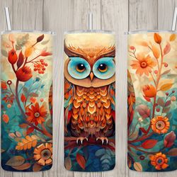 seamless abstract cute hoot owl design, owl 20 oz skinny straight tumbler sublimation design, tumbler wrap, png file, di