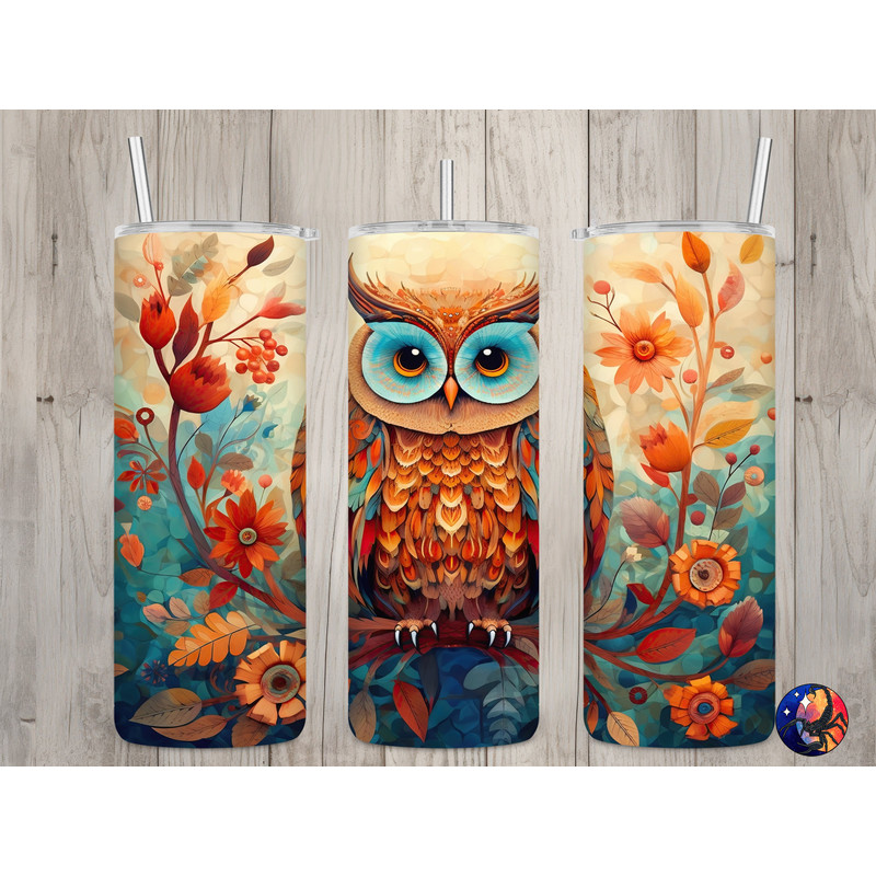 Seamless Abstract Cute Hoot Owl Design, Owl 20 oz Skinny Straight Tumbler Sublimation Design, Tumbler Wrap, PNG File, Digital Download.jpg