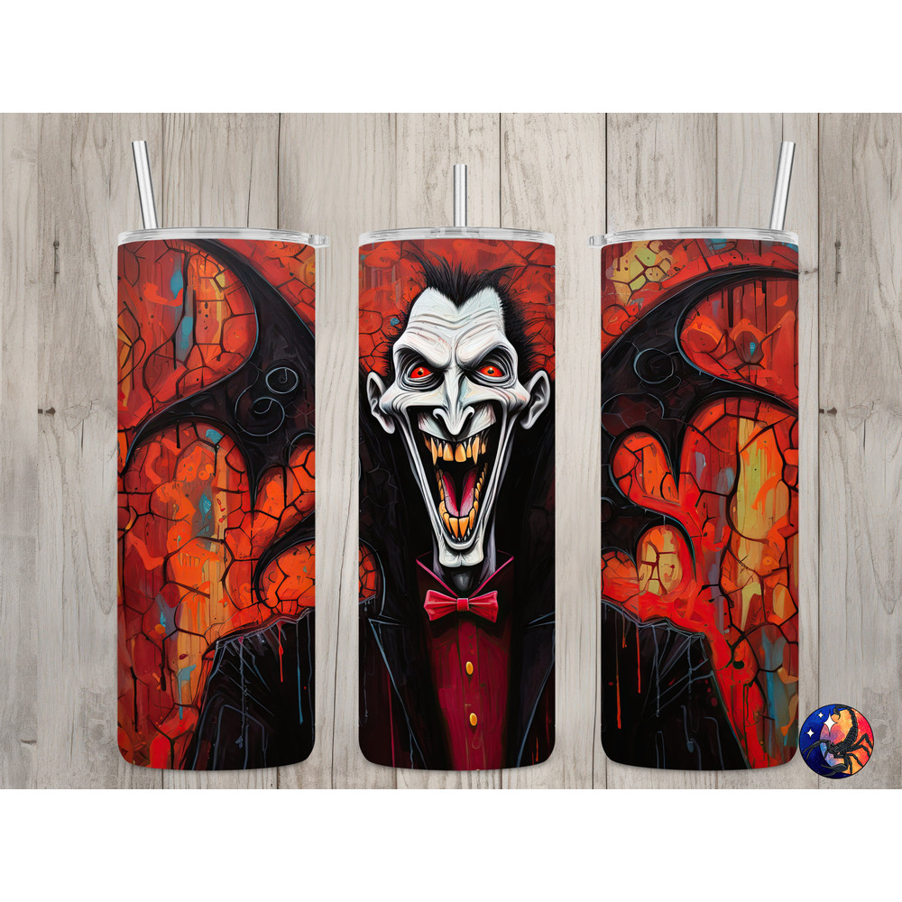 Seamless Abstract Dracula Design, Halloween 20 oz Skinny Straight Tumbler Sublimation Design, Tumbler Wrap, PNG File, Digital Download.jpg