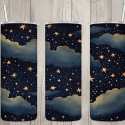 seamless celestial night sky  stars design, celestial 20 oz skinny straight tumbler sublimation design, tumbler wrap, pn