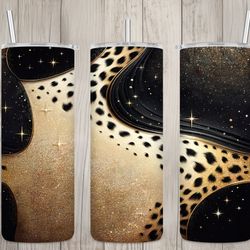 seamless cheetah print  gold glitter design, abstract 20 oz skinny straight tumbler sublimation design, tumbler wrap, pn