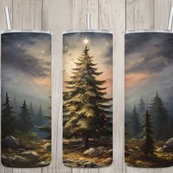 seamless christmas tree forest design, christmas 20 oz skinny straight tumbler sublimation design, tumbler wrap, png fil