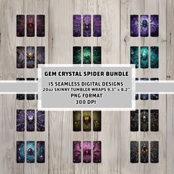 seamless gem crystal spider bundle, halloween bundle 20oz skinny straight tumbler sublimation designs, tumbler wraps, pn