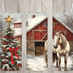 seamless horse  christmas tree design, christmas 20 oz skinny straight tumbler sublimation design, tumbler wrap, png fil