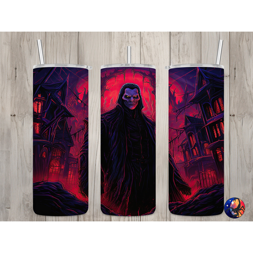Seamless Neon Goth Dracula Design, Halloween 20 oz Skinny Straight Tumbler Sublimation Design, Tumbler Wrap, PNG File, Digital Download.jpg