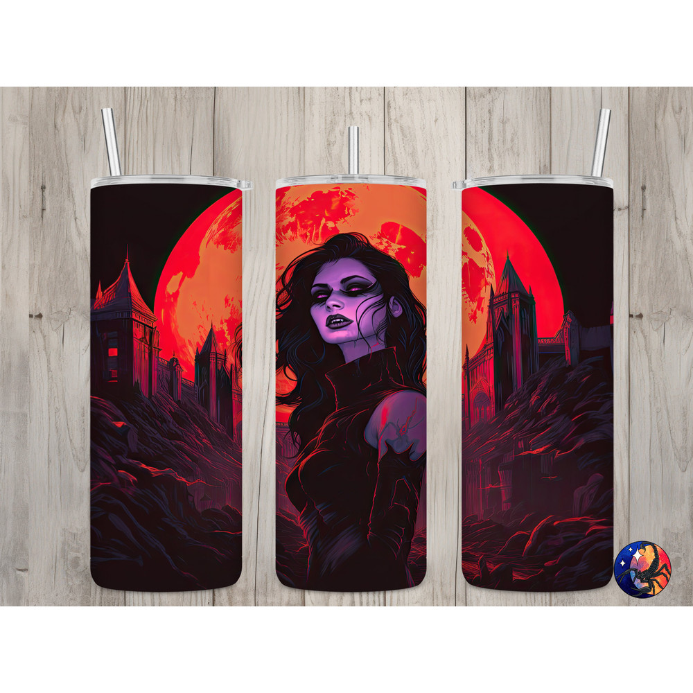 Seamless Neon Goth Vampire Design, Halloween 20 oz Skinny Straight Tumbler Sublimation Design, Tumbler Wrap, PNG File, Digital Download.jpg