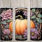 Seamless Pastel Pumpkin & Purple Floral Design, Fall 20 oz Skinny Straight Tumbler Sublimation Design, Tumbler Wrap, PNG Digital Download.jpg