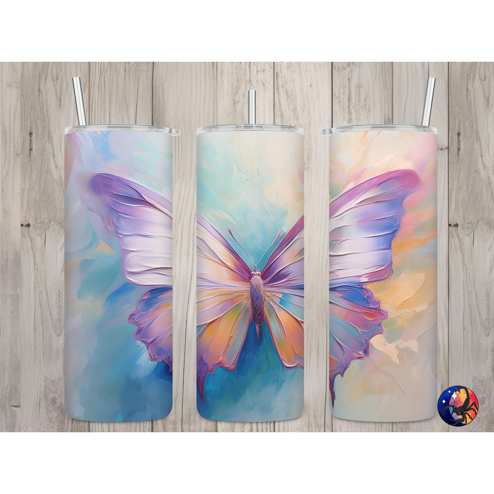 Seamless Pastel Purple Butterfly Design, Butterfly 20 oz Skinny Straight Tumbler Sublimation Design, Tumbler Wrap, PNG Digital Download.jpg