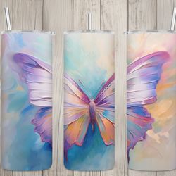 seamless pastel purple butterfly design, butterfly 20 oz skinny straight tumbler sublimation design, tumbler wrap, png d