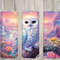 Seamless Pastel White Snowy Owl & Waterfall Design, Owl 20 oz Skinny Straight Tumbler Sublimation Design, Tumbler Wrap, PNG Digital Download 1.jpg
